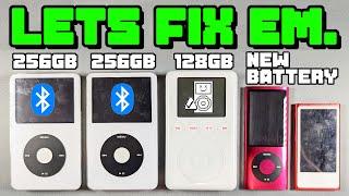 Repairing and Upgrading 5 iPods